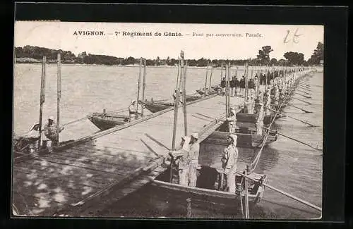 AK Avignon, 7. Règiment de Gènie-Pont par conversion-Parade