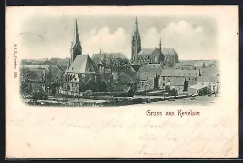 AK Kevelaer, Ortsansicht mit beiden Kirchen