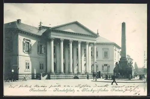 AK Karlsruhe, Rondelplatz u. Markgräfliches Palais