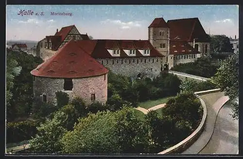 AK Halle /Saale, Moritzburg aus der Vogelschau