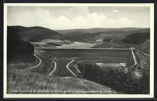 AK Osterode a. Harz, Söse-Talsperre, grösste Trinkwassersperre Europas