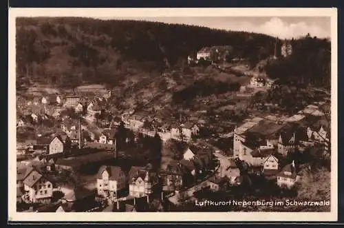 AK Neuenbürg im Schwarzwald, Ortsansicht von einen Berg aus