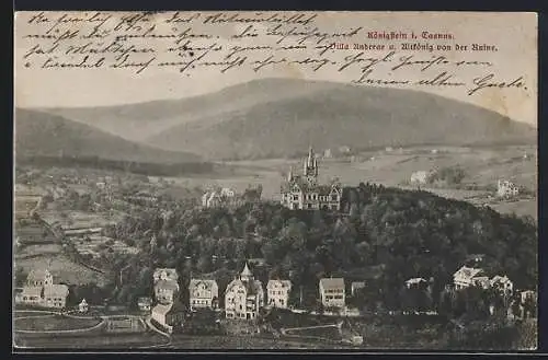 AK Königstein i. Taunus, Villa Andreae und Altkönig von der Ruine