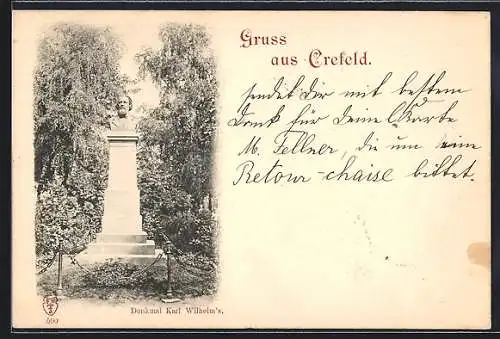 AK Crefeld, Denkmal Karl Wilhelm`s