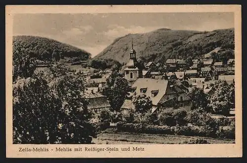 AK Zella-Mehlis, Mehlis mit Reissiger-Stein und Metz