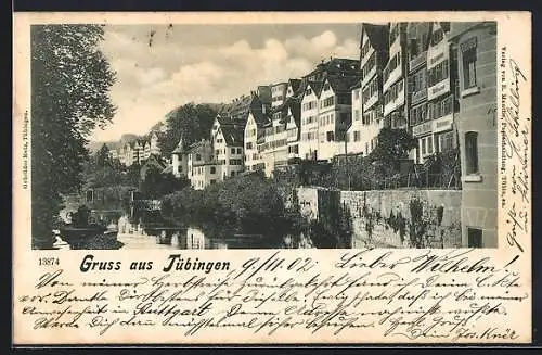 AK Tübingen, Teilansicht am Neckar