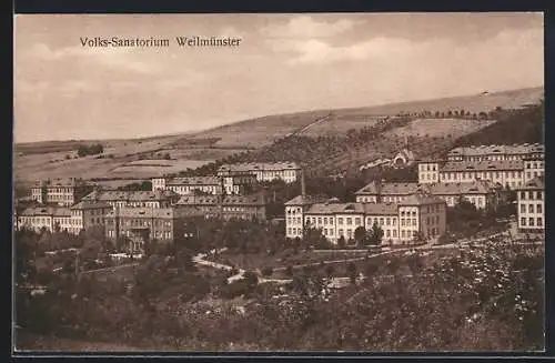 AK Weilmünster, Volks-Sanatorium aus der Vogelschau