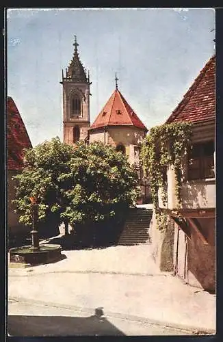 AK Pfullendorf, Partie beim Hechtbrunnen, Kirche
