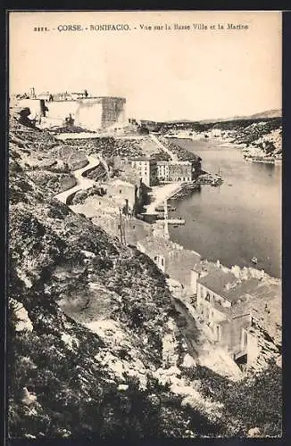 AK Bonifacio /Corse, Vue sur la Basse Ville et la Marine