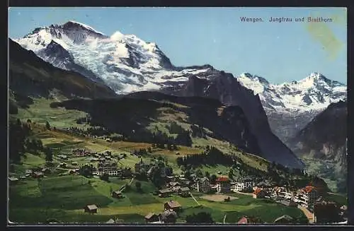 AK Wengen, Ort mit Jungfrau und Breithorn