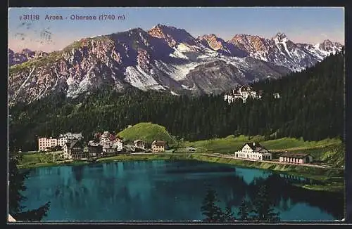 AK Arosa /Obersee, Ortsansicht mit Bergpanorama