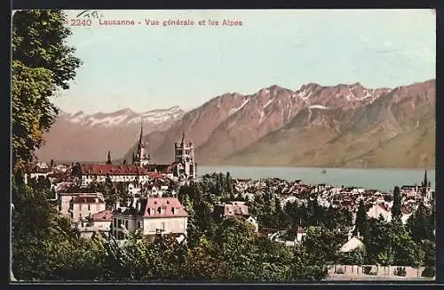 AK Lausanne, Vue générale et les Alpes