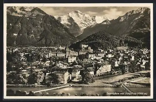 AK Interlaken, Stadtpanorama mit Jungfrau