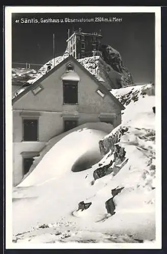 AK Säntis, Gasthaus und Observatorium im Schnee