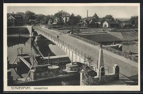 AK Schweinfurt, Blick über die Mainbrücke zum Ort