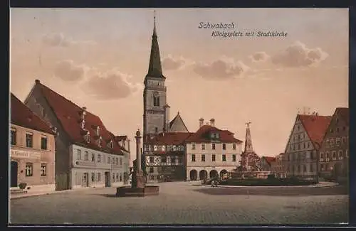 AK Schwabach, Königsplatz mit Stadtkirche