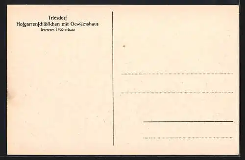 AK Triesdorf, Hofgartenschlösschen mit Gewächshaus