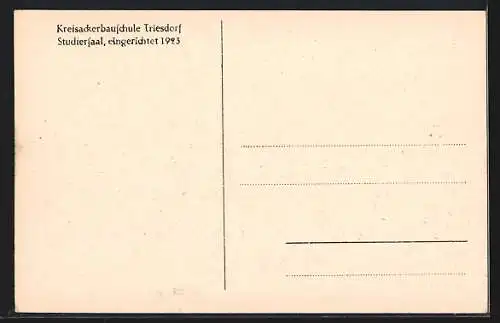 AK Triesdorf, Kreisackerbauschule, Studiersaal eigerichtet 1923