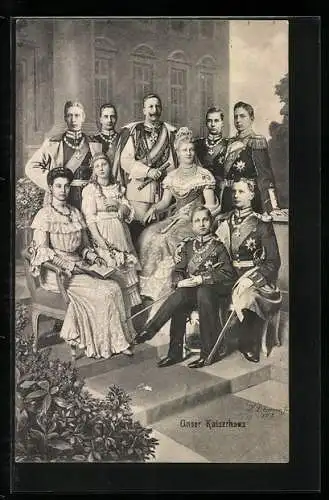 AK Unser Kaiserhaus, Familienbild um Kaiser Wilhelm II.