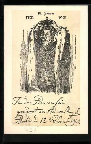 AK König Friedrich I. von Preussen, 200-jähriges Jubiläum zum Bestehen des Königreiches