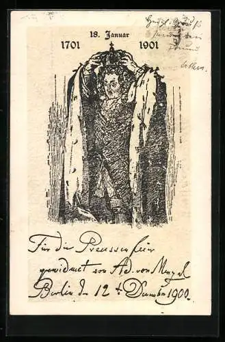 AK König Friedrich I. von Preussen, 200-jähriges Jubiläum zum Bestehen des Königreiches