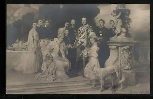 Foto-AK kaiserliche Familie von Preussen mit Windhund