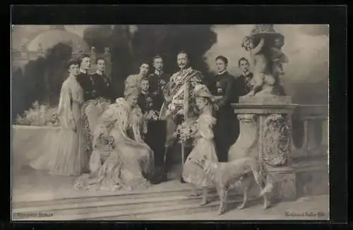 Foto-AK kaiserliche Familie von Preussen mit Windhund