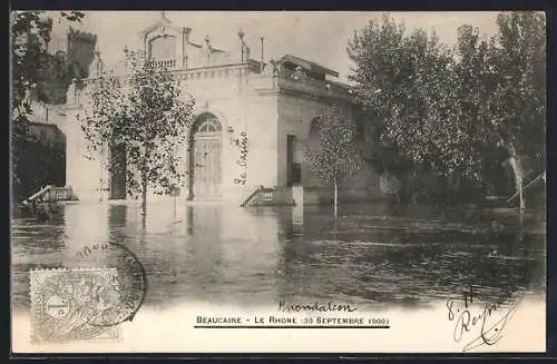 AK Beaucaire /Gard, Inondation le Rhone 1900