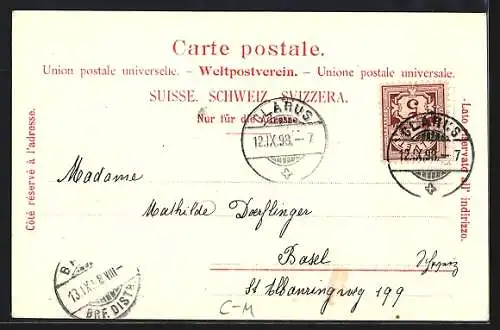 Künstler-AK Glarus, Wappen der Stadt