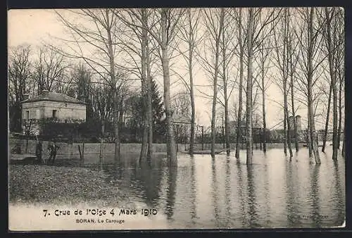 AK Boran /Oise, Crue de l`Oise 1910, le Carouge