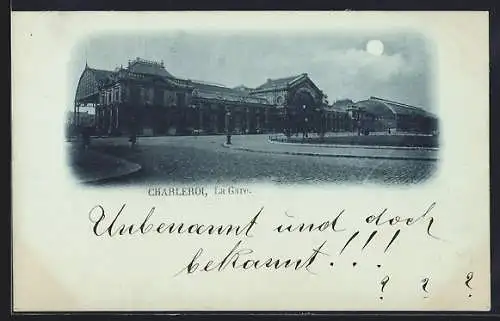 Mondschein-AK Charleroi, la Gare