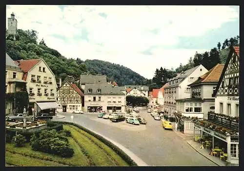 AK Bad Berneck /Fichtelgebirge, Strassenpartie mit Café Rheingold