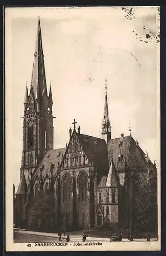 AK Saarbrücken, Blick auf die Johanneskirche