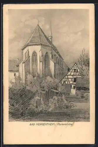 AK Bad Mergentheim, Blick zur Marienkirche