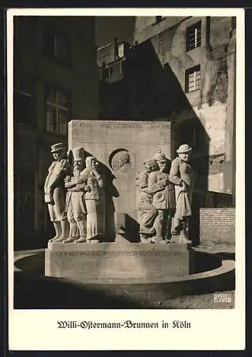 AK Köln, Willi Ostermann-Brunnen mit Skulpturen