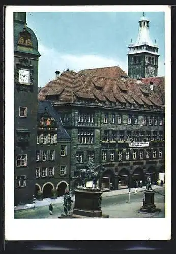 AK Chemnitz, Denkmal vor dem Rathaus