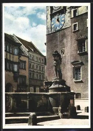 AK Görlitz, Untermarkt mit Gabeljürge, Rathaus und historischem Schönhof