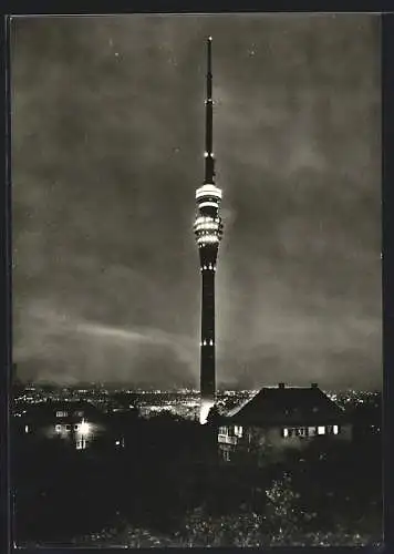 AK Dresden, Der Fernsehturm bei Nacht