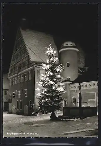 AK Bopfingen /Württ., Weihnachtsbaum auf dem Marktplatz