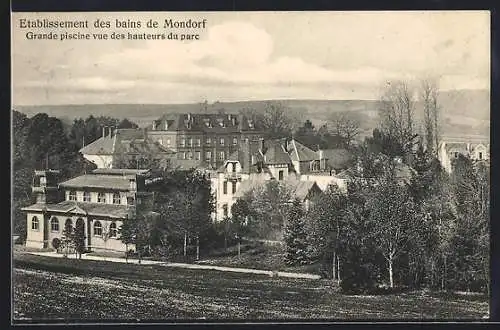 AK Mondorf, Etablissement des bains, Grande piscine vue des hauteurd du parc