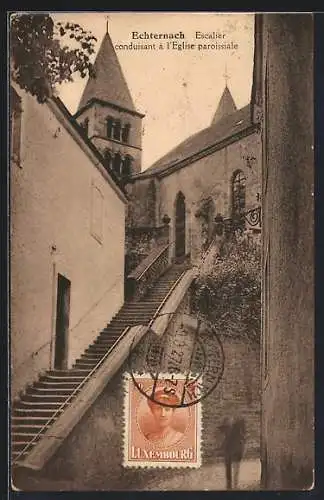 AK Echternach, Escalier conduisant a l`Église paroissiale