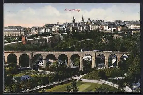 AK Luxemburg, Stadtansicht mit Viadukt