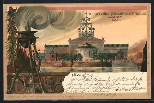 Lithographie München, II. Kraft-Arbeitsmaschinen-Ausstellung 1898, Restaurant