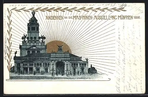 AK München, Maschinen-Ausstellung 1898, Messegelände