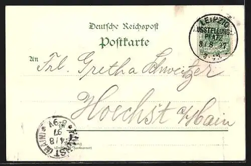 Lithographie Leipzig, Sächsisch Thüringische Industrie- u. Gewerbe-Ausstellung 1897, Rathaus