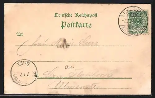 Lithographie Hamburg, Allgemeine Gartenbau-Ausstellung 1897, Haupt-Ausstellungsgebäude