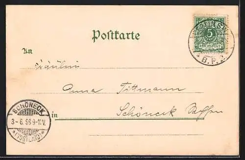 Lithographie Berlin, Gewerbe-Ausstellung 1896, Spandauer Strasse mit der Gerichtslaube