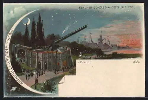 Lithographie Berlin-Treptow, Blick vom Riesen-Fernrohr