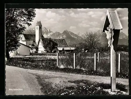 AK Waltenhofen bei Schwangau, Ortspartie mit Schlicke, Vilser Kegel und Sebenspitze