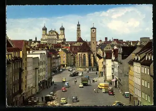 AK Augsburg, Jakobskirche, Rathaus und Perlachturm